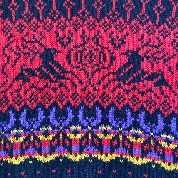 Vintage 90s Dale Of Norway Sweater Womens Small Wool Heavy Knit Nordic Reindeer - Picture 4 of 14